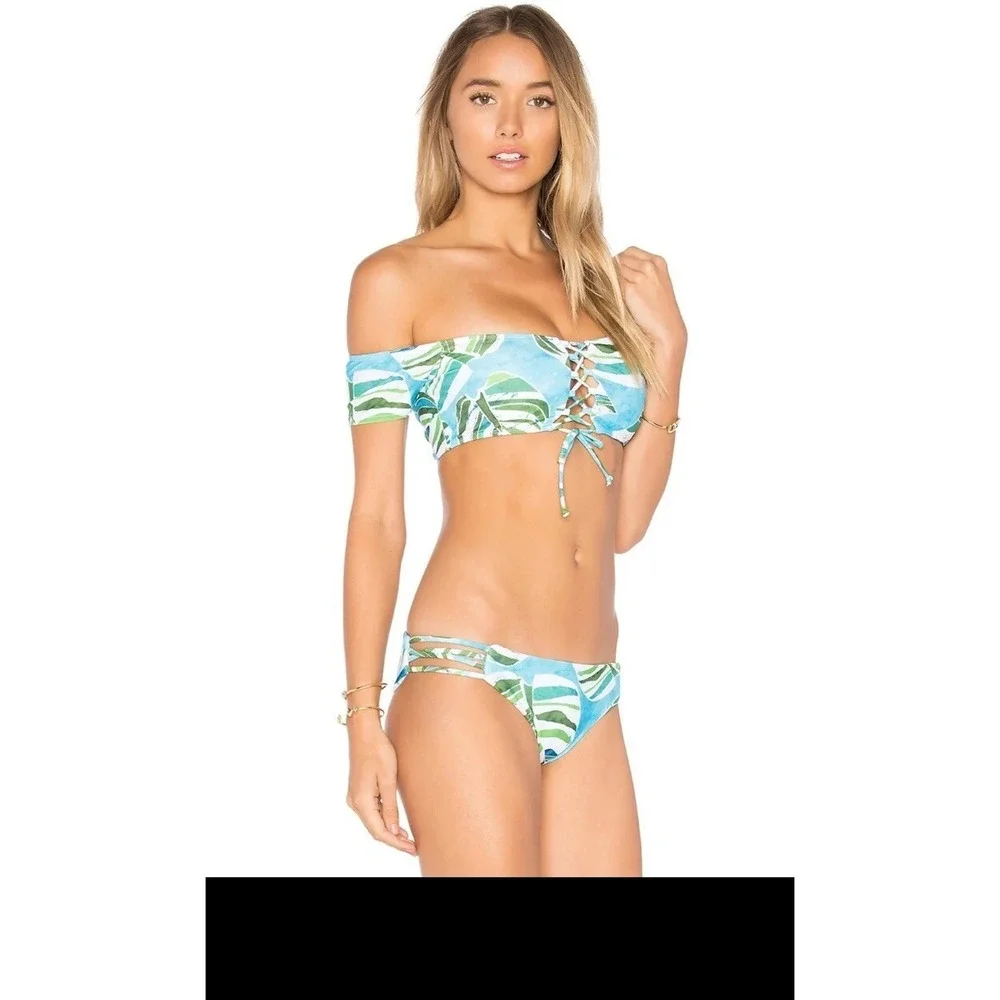 NWT L* Space Dixie Top Palm Off The‎ Shoulder Swim Bikini Top / Women's Small